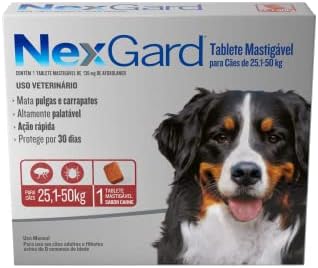 Nexgard Antipulgas e Carrapatos para Cães de 10,1 a 25kg, 1 tablete