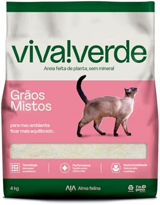 Viva Verde Areia Higiênica Biodegradável Para Gatos Grãos Mistos 4Kg