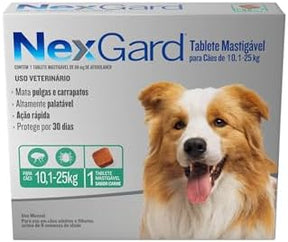 Nexgard Antipulgas e Carrapatos para Cães de 10,1 a 25kg, 1 tablete
