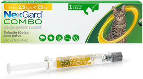 Nexgard COMBO Antipulgas e Sarna e Vermífugo para Gatos de 2,5kg a 7,5 kg - 1 aplicador