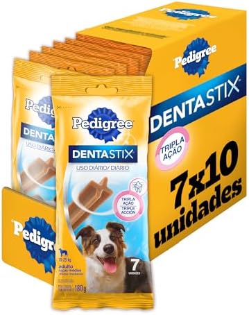 Pack Petisco Pedigree Dentastix Cuidado Oral Para Cães Adultos Raças Médias - 10 x 7 Unidades