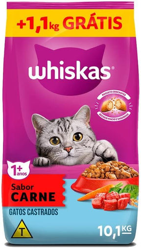 WHISKAS Ração Carne Gatos Adultos Castrados 2,7 kg