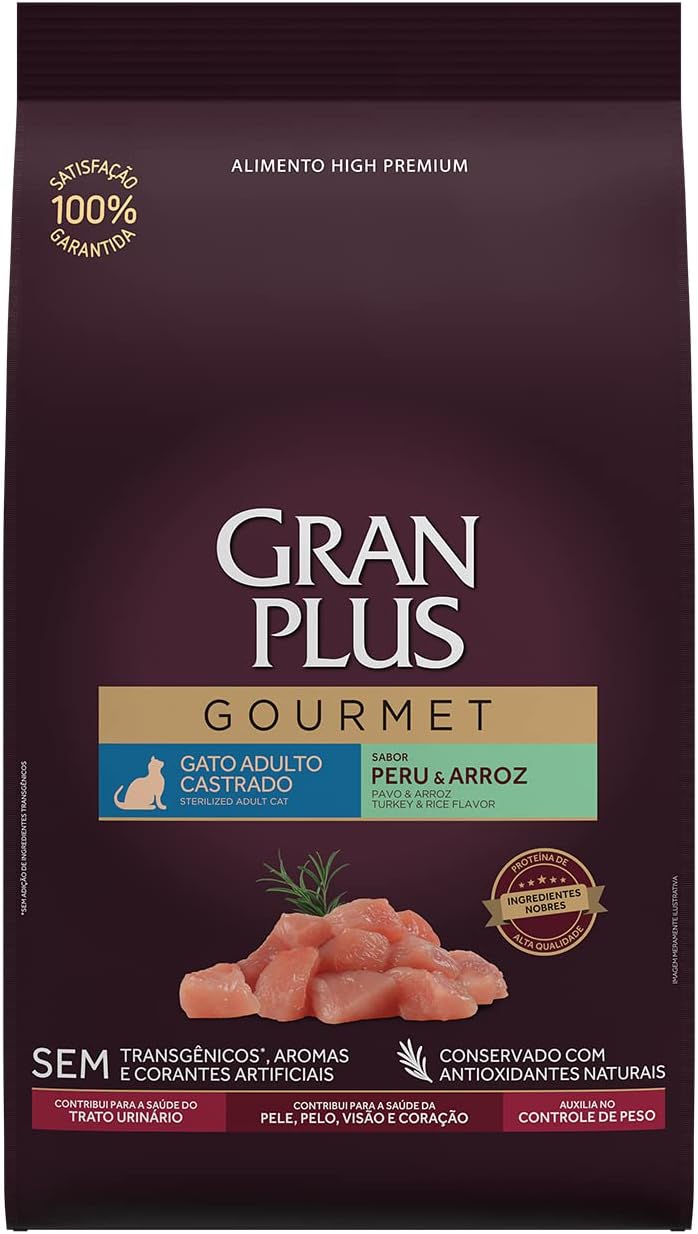 Ração GranPlus Gourmet Gatos Adultos Castrados Salmão e Frango 10,1kg