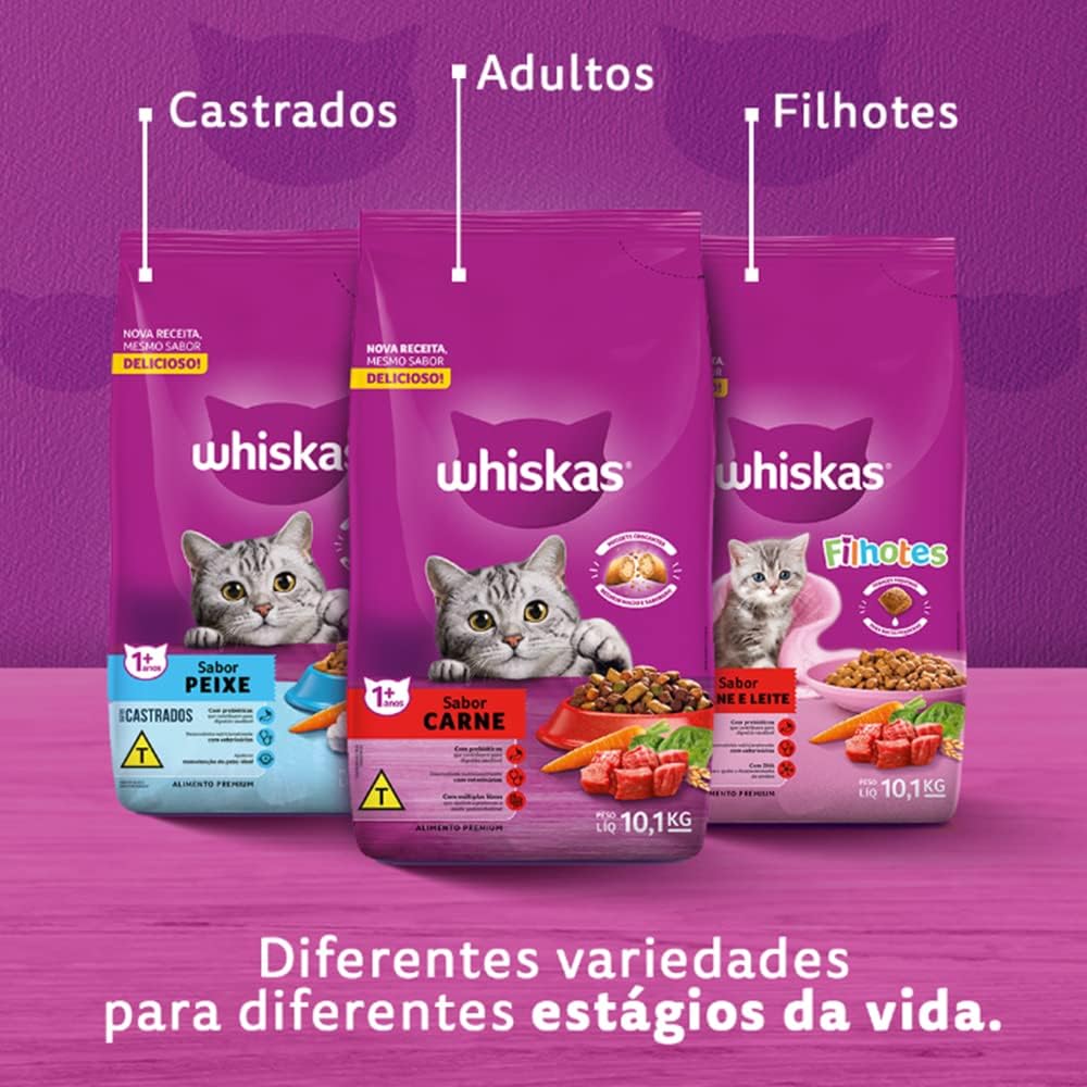 WHISKAS Ração Carne Gatos Adultos Castrados 2,7 kg