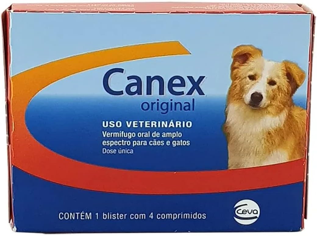 Ceva - Canex Original Vermífugo para Cães e Gatos - 4 Comprimidos (Embalagem pode variar)
