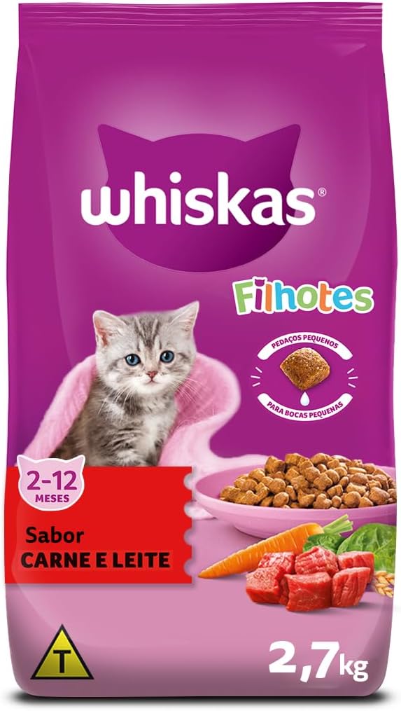 Whiskas, Ração Whiskas Carne E Leite Gatos Filhotes, 2.7 Kg