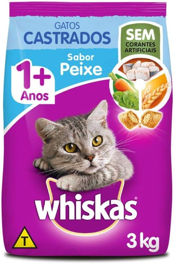 WHISKAS Ração Carne Gatos Adultos Castrados 2,7 kg