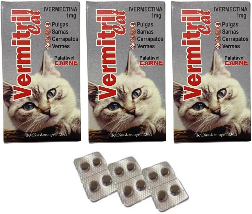 Vermitril Gatos - Anti Pulgas, Carrapatos, Vermes, Sarnas 12 Comprimidos mastigáveis (3)
