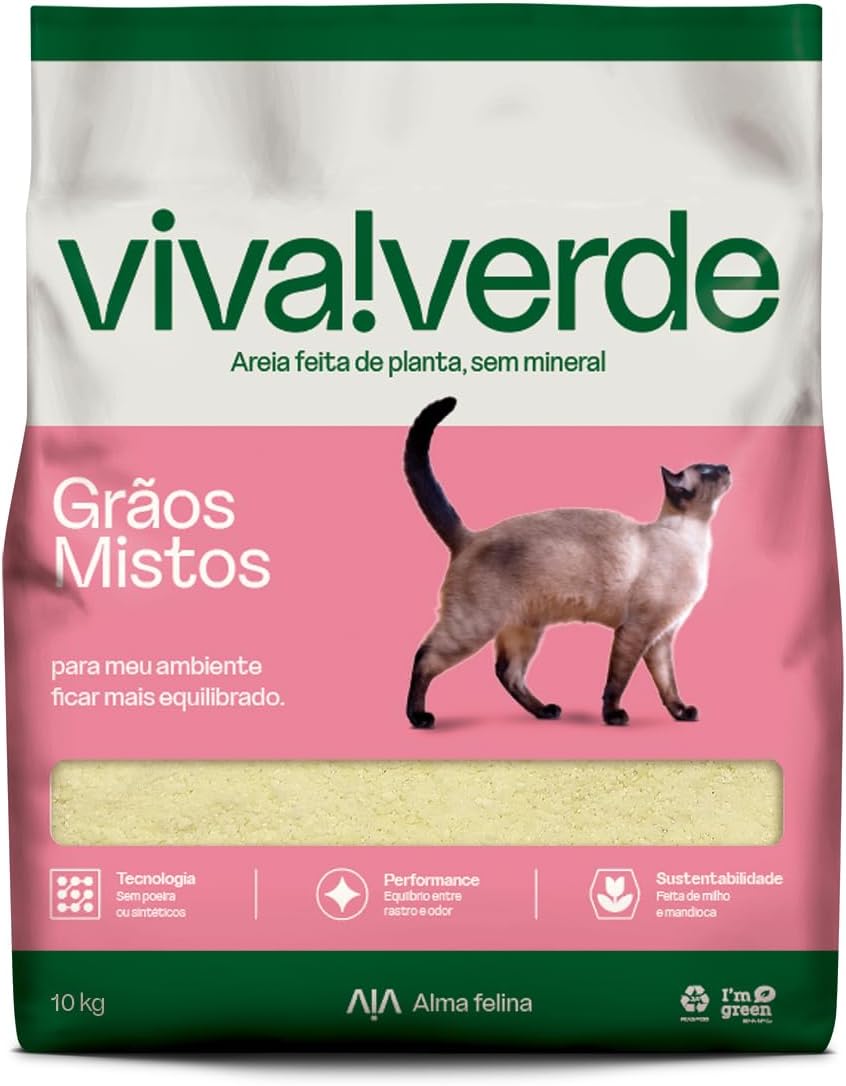 Viva Verde Areia Higiênica Biodegradável Para Gatos Grãos Mistos 4Kg
