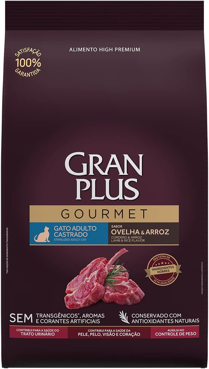 Ração GranPlus Gourmet Gatos Adultos Castrados Salmão e Frango 10,1kg