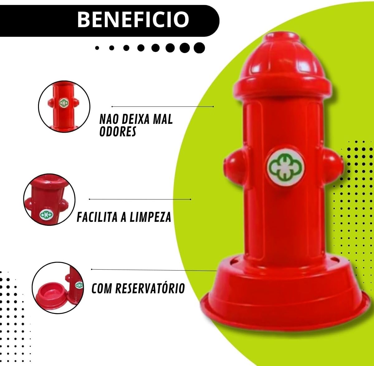 Hidrante Educador Pet Poste Xixi Fácil Sanitário Banheiro para Cães, Vermelho