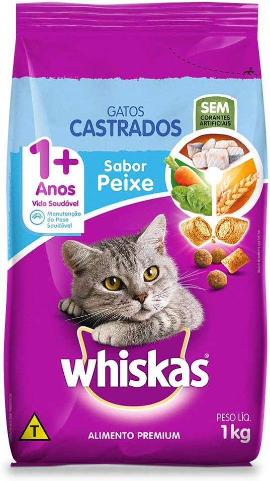 WHISKAS Ração Carne Gatos Adultos Castrados 2,7 kg