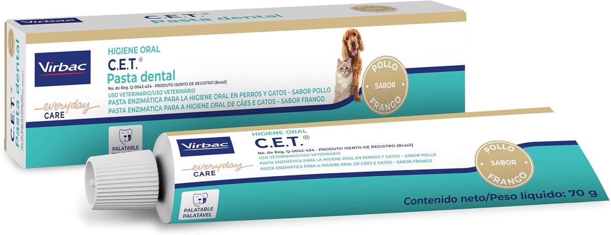 Virbac C.E.T. Kit Saúde Oral Limpeza e Manutenção da Higiene Oral para Cães e Gatos (pasta + escova + necessaire)