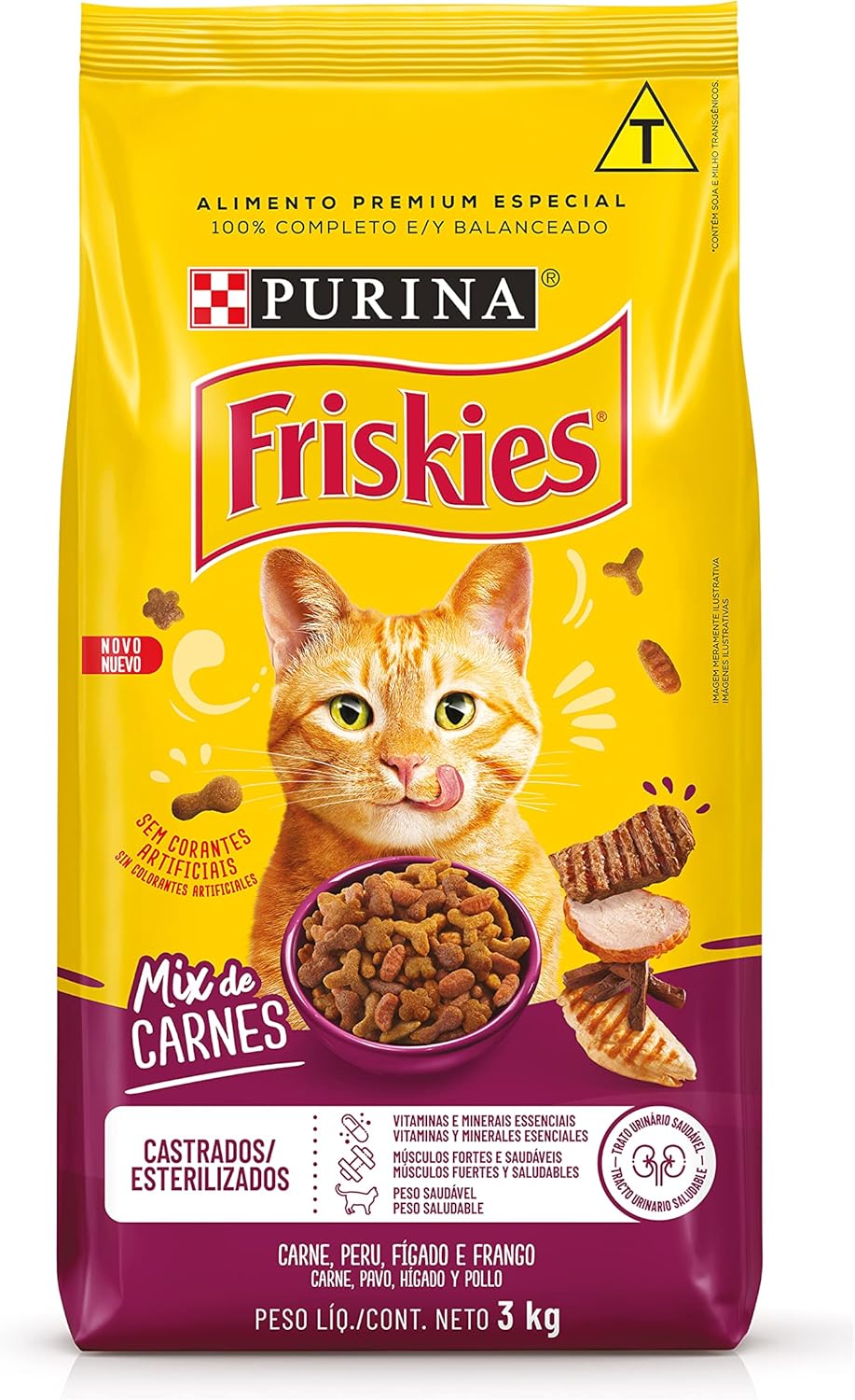 Purina Friskies Ração Gatos Castrados Friskies Mix De Carne 3Kg