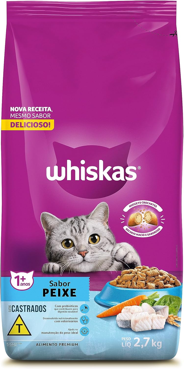 WHISKAS Ração Carne Gatos Adultos Castrados 2,7 kg