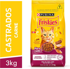 Purina Friskies Ração Gatos Castrados Friskies Mix De Carne 3Kg